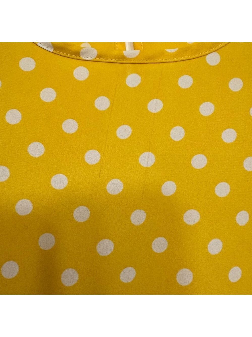 Pleione Yellow White Polka Dot Tank Top Women’s Small High Low Hem Preppy Retro - Picture 7 of 12